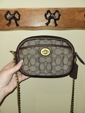 Coach Jacquard Camera Turnlock Crossbody Bag